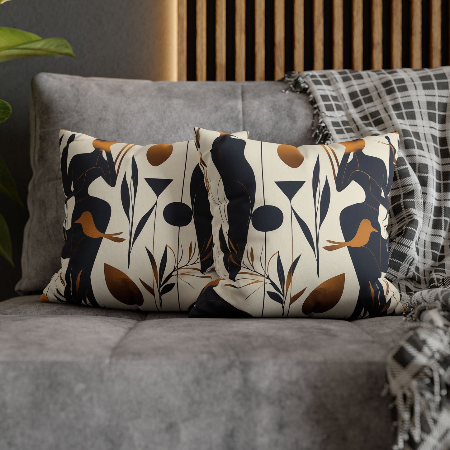 modern abstract "raven" faux suede throw pillow cover