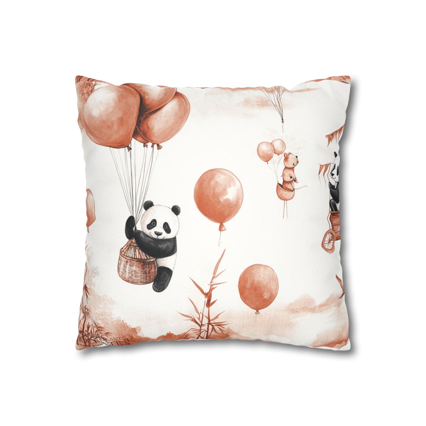 panda buds faux suede throw pillow