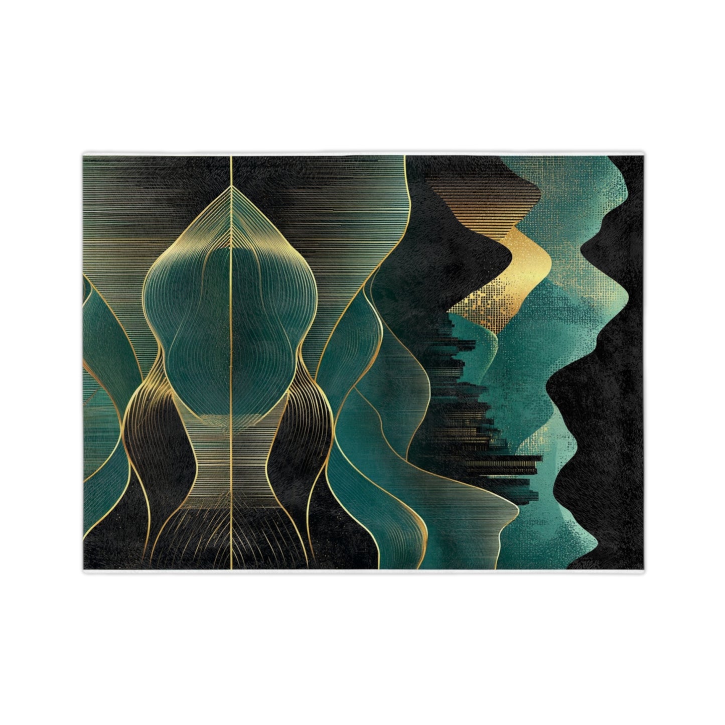 arabian nights, emerald, gold and black velveteen blanket