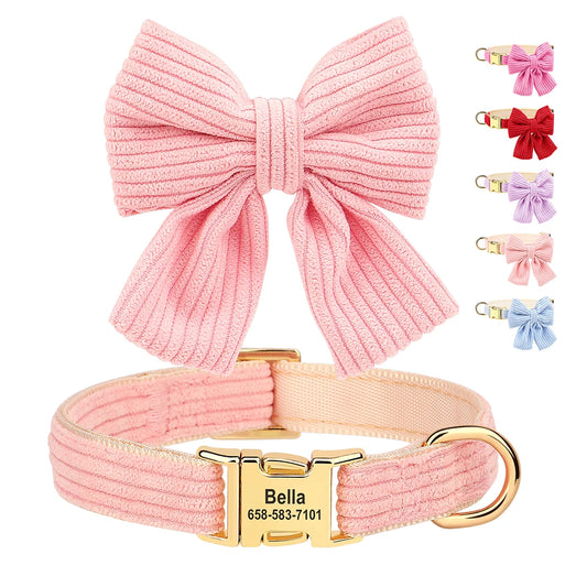 Personalized Dog / Pet Collar with Bow and Free Engraving