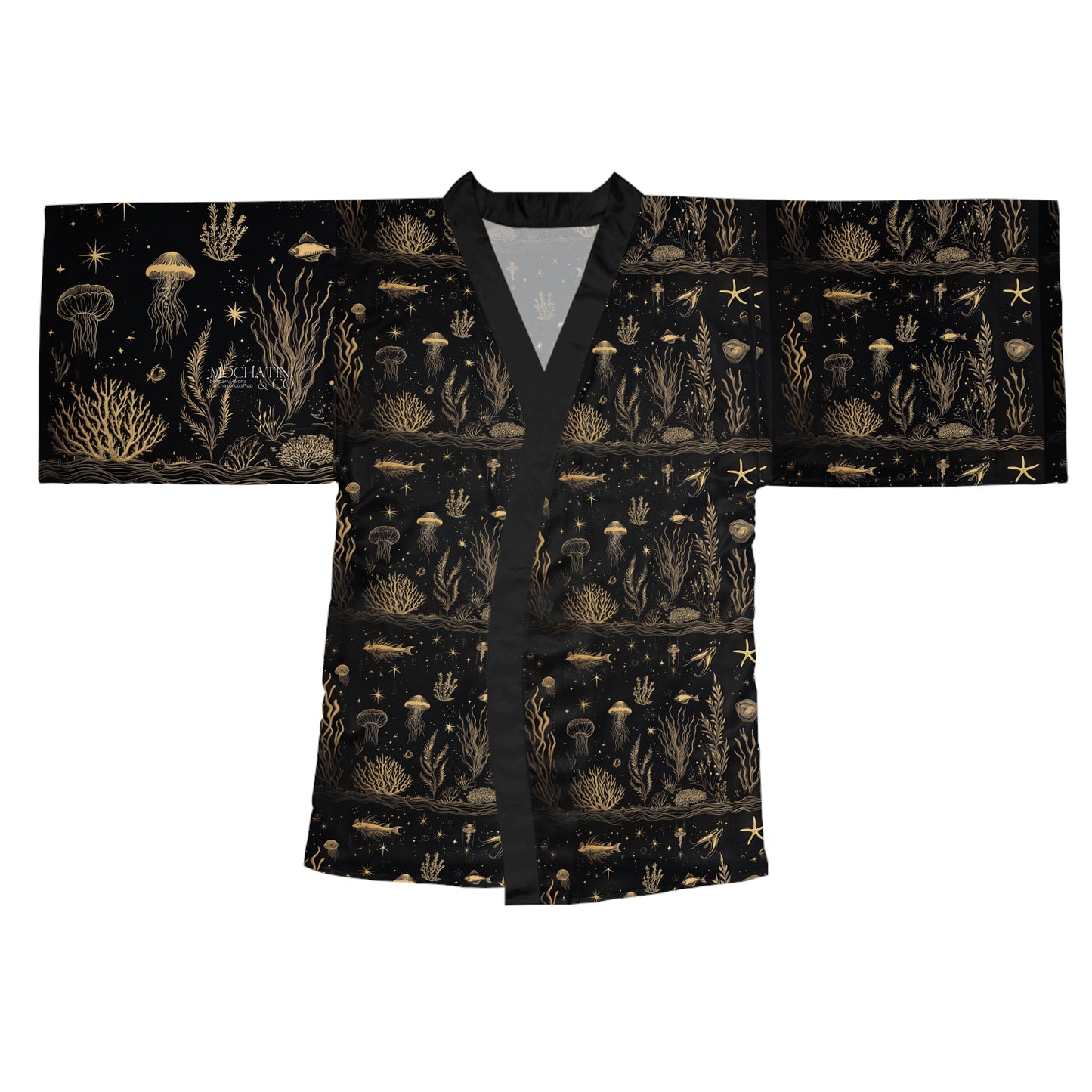 black and gold kimono - fish and corral | thelassophile collection