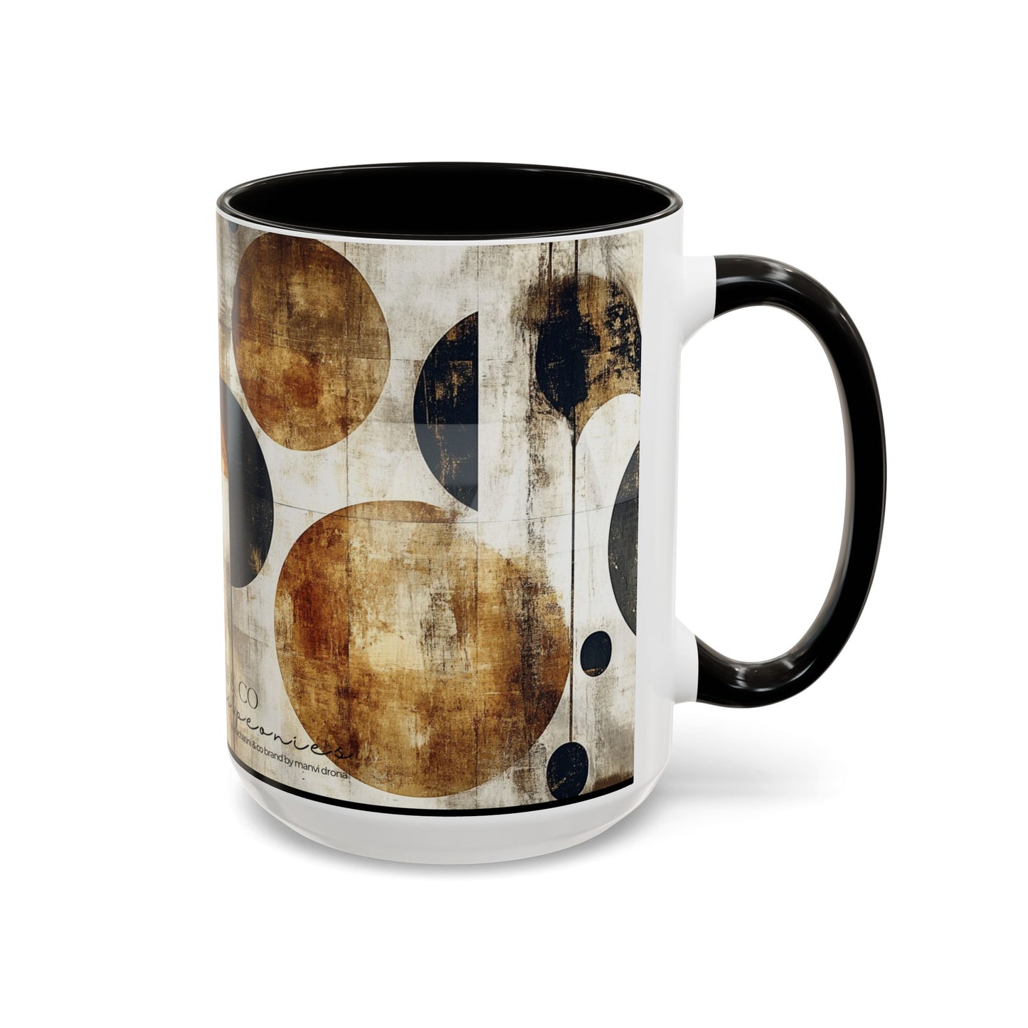 Saroj. Ceramic Gold Abstract Mug (15oz)