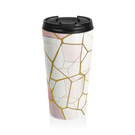 Peony Abstract Stainless Steel Travel Cup with Lid