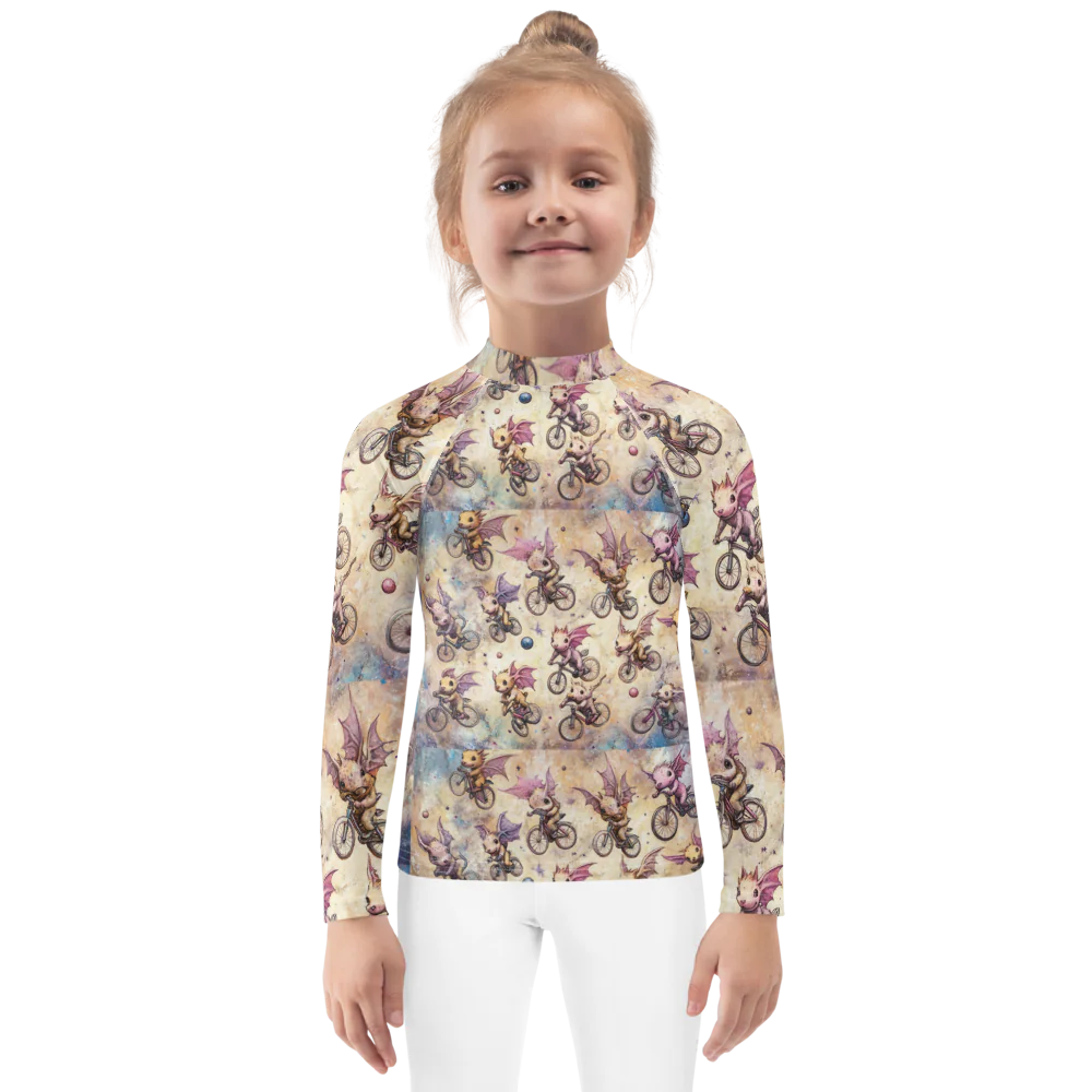 space baby dinos kids long sleeve rash guard/swimtop